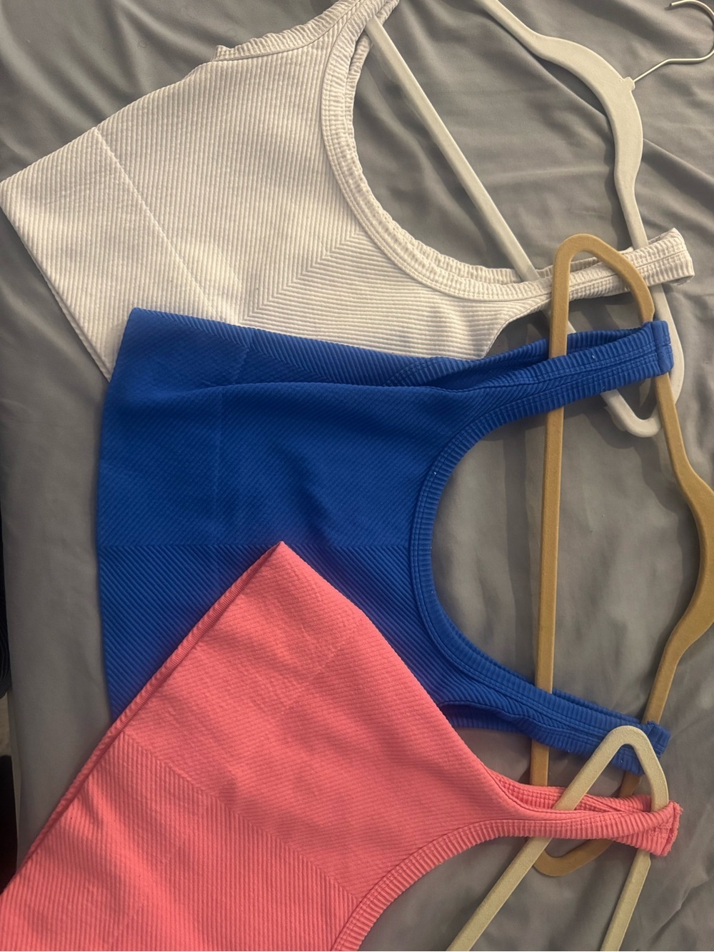 Everyday Ribbed Crop Tank Top - Blue, Pink, White